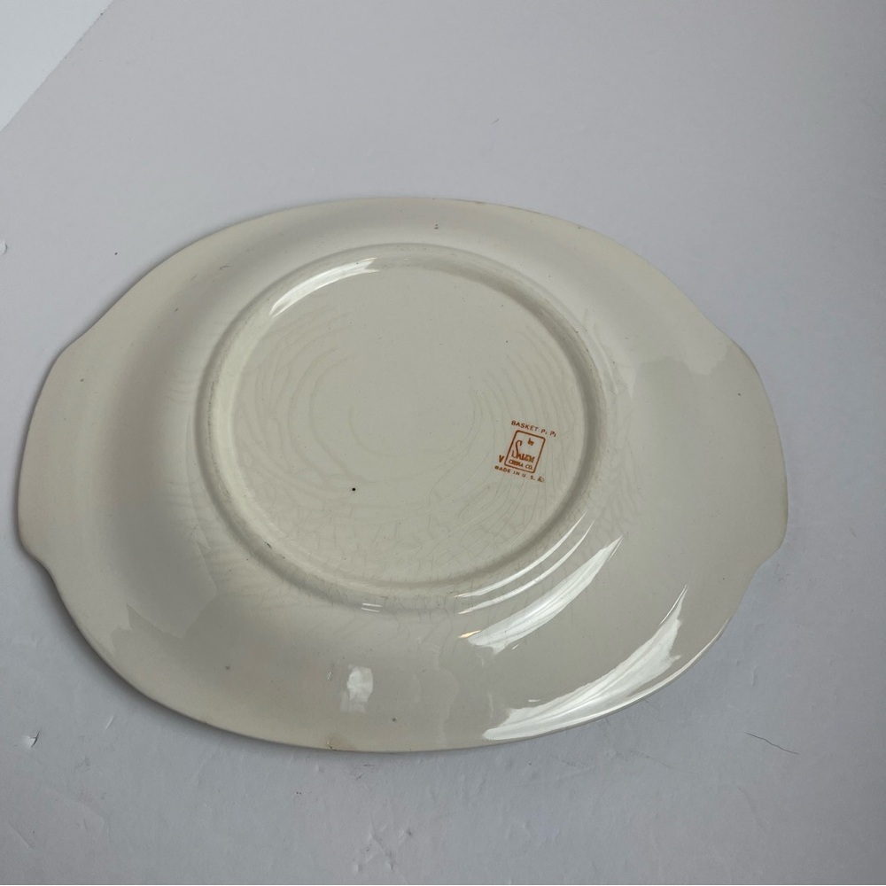 Salem China Co Basket Petitpoint Oval Serving Plate Vintage USA 1940’s Floral - Picture 8 of 9